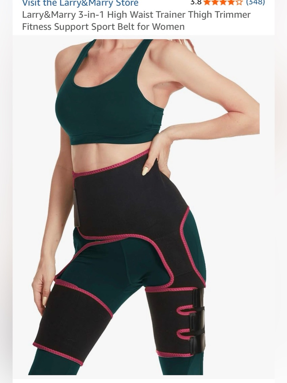 High Waist Thigh Trainer Waist & Thigh Trimmer - Black with Pink Trim